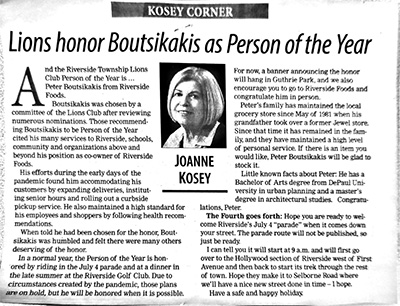 Lions honor Boutsikakis as Person of the Year